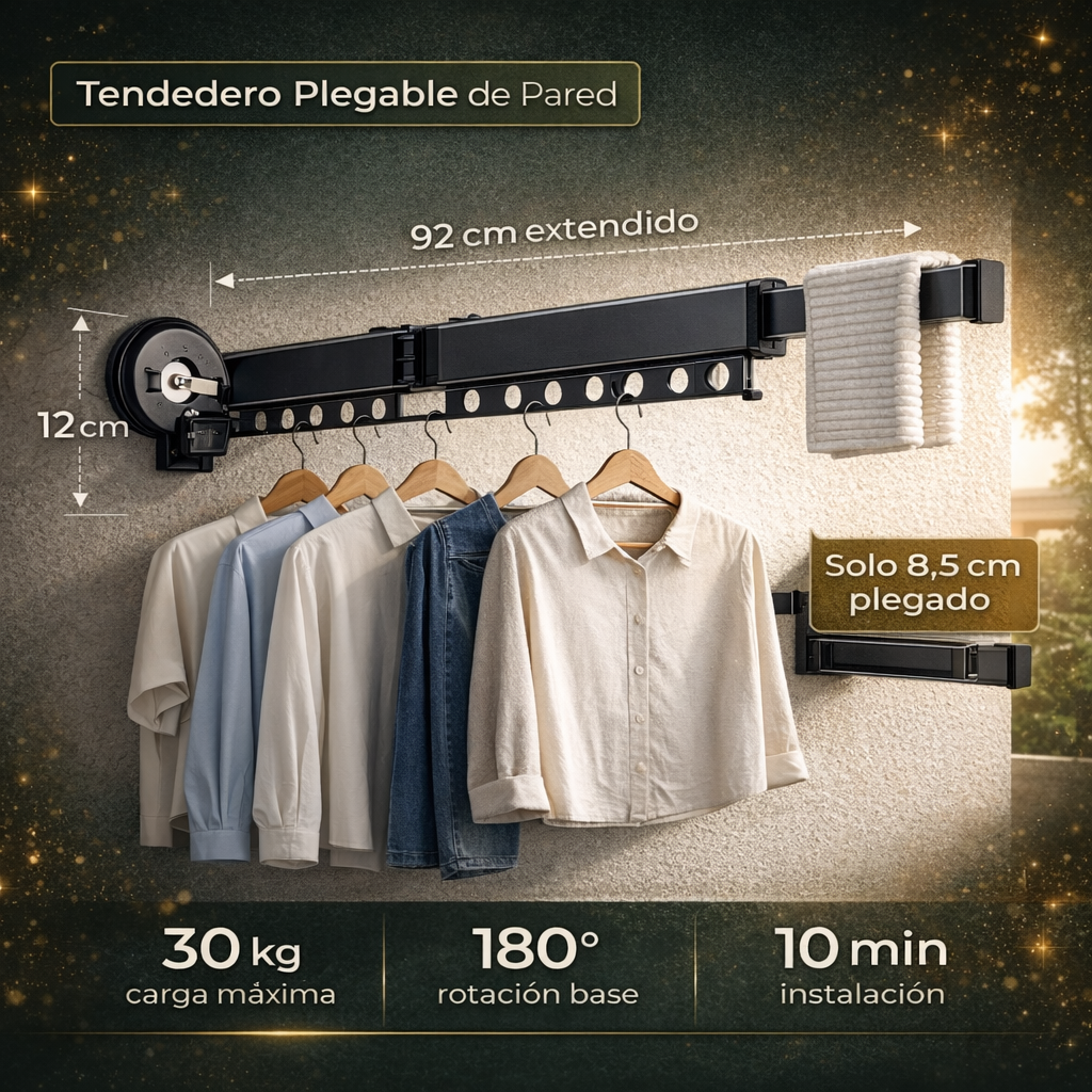 TENDEDERO RETRÁCTIL DE ALUMINIO — SECA MÁS ROPA SIN OCUPAR ESPACIO 🔥