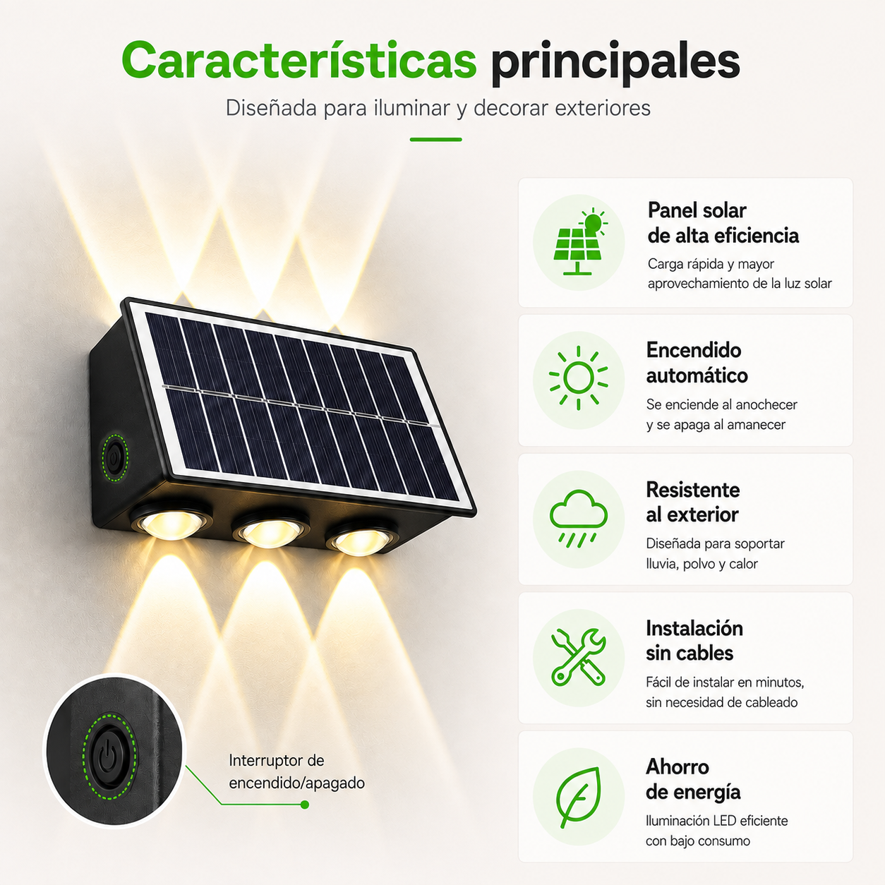 Lámpara Solar Exterior PRO