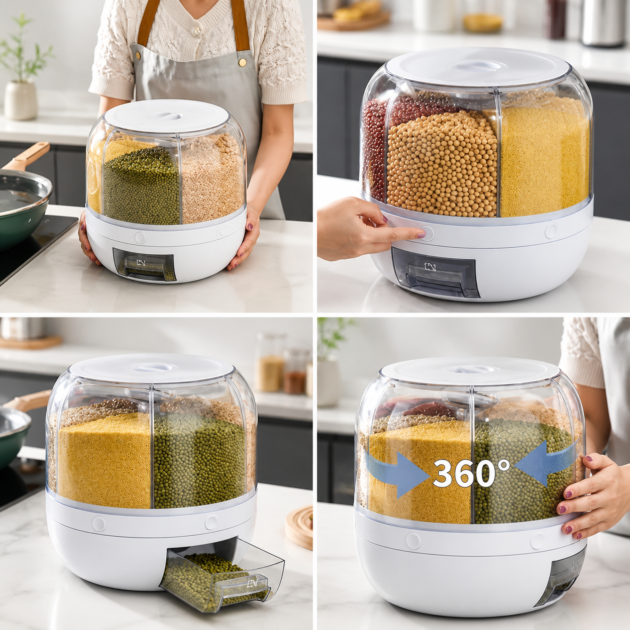 Dispensador organizador de granos 6 en 1