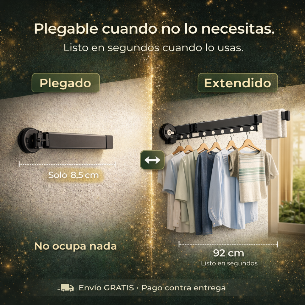 TENDEDERO RETRÁCTIL DE ALUMINIO — SECA MÁS ROPA SIN OCUPAR ESPACIO 🔥