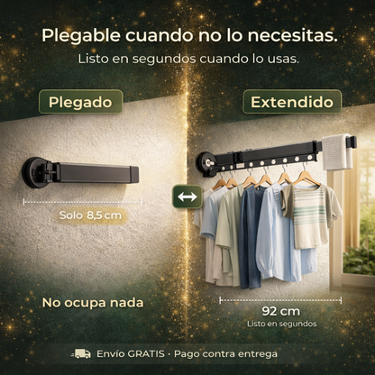 TENDEDERO RETRÁCTIL DE ALUMINIO — SECA MÁS ROPA SIN OCUPAR ESPACIO 🔥