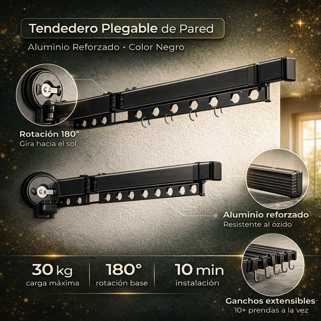 TENDEDERO RETRÁCTIL DE ALUMINIO — SECA MÁS ROPA SIN OCUPAR ESPACIO 🔥