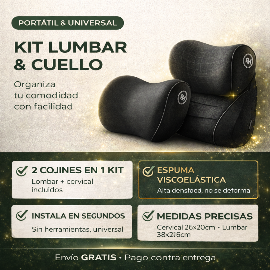 Kit Lumbar & Cuello Para el Carro — Maneja horas sin dolor 🚗