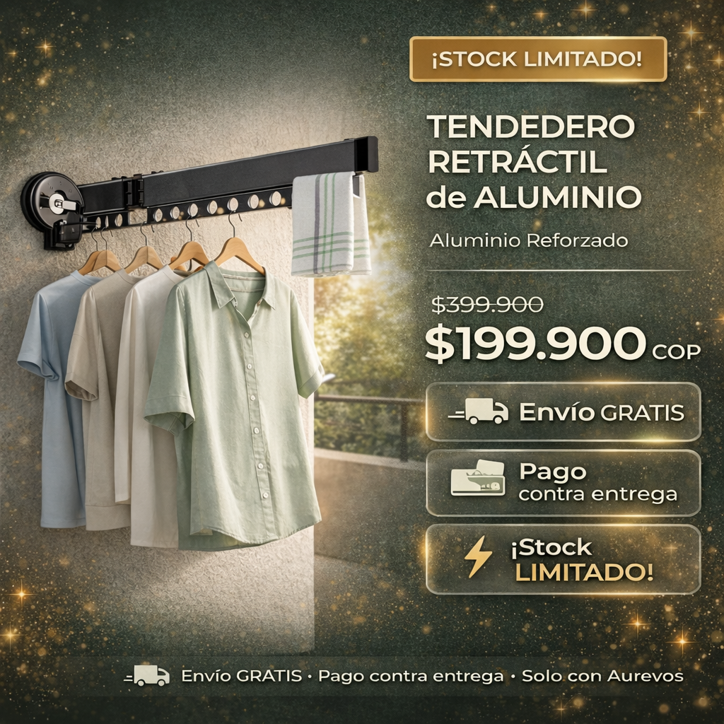 TENDEDERO RETRÁCTIL DE ALUMINIO — SECA MÁS ROPA SIN OCUPAR ESPACIO 🔥